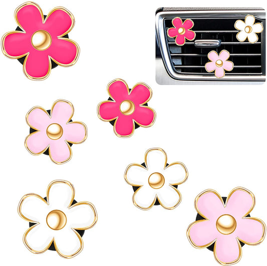 6 Pieces Mixed Color Daisy Flower Air Vent Clip Car Decoration, Car Air Freshener Clip Car Interior Decor Colorful Car Interior Accessories